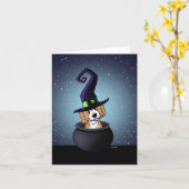 キニアートドールドッグウィッチハロウィーン カード (黄色い花)