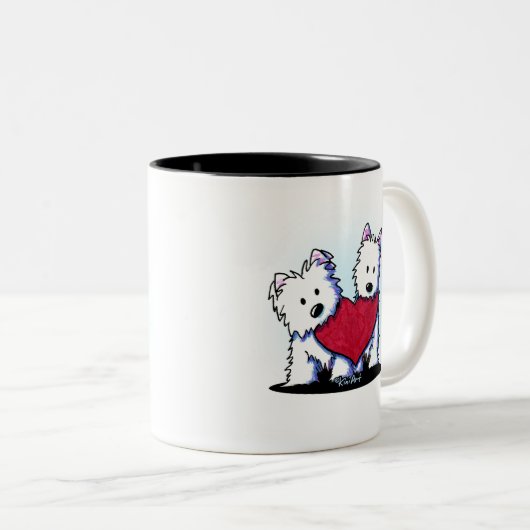 キニアートハートフェルトウェスティーデュオ ツートーンマグカップ (正面右)