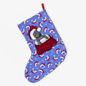 キニアートピットブルクリスマスストッキング ラージクリスマスストッキング (裏面 (吊り時))