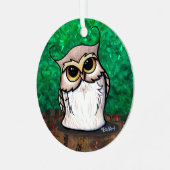 キニアートフクロウTシャツ メタルオーナメント (正面左)