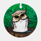 キニアートフクロウTシャツ メタルオーナメント (正面)