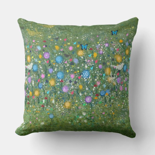 キニアートフラワーガーデンバードチョウ クッション (正面)