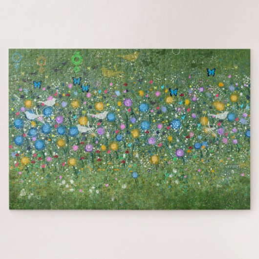 キニアートフラワーガーデン鳥と蝶 ジグソーパズル (横)