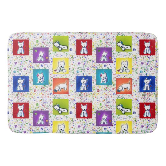 キニアートフラワーボックスウェスティーズ バスマット (正面)