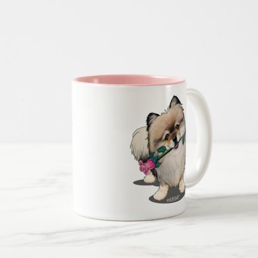 キニアートポメラニア犬ウォルターポートレート ツートーンマグカップ (正面右)