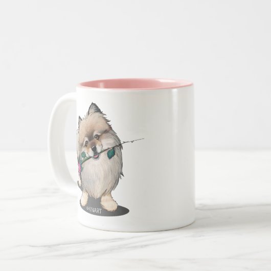 キニアートポメラニア犬ウォルターポートレート ツートーンマグカップ (正面左)