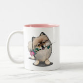 キニアートポメラニア犬ウォルターポートレート ツートーンマグカップ (左)