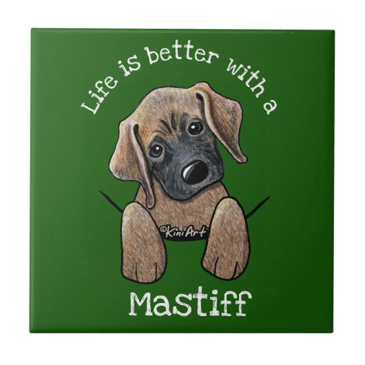 キニアートマスチフの子犬 タイル (正面)