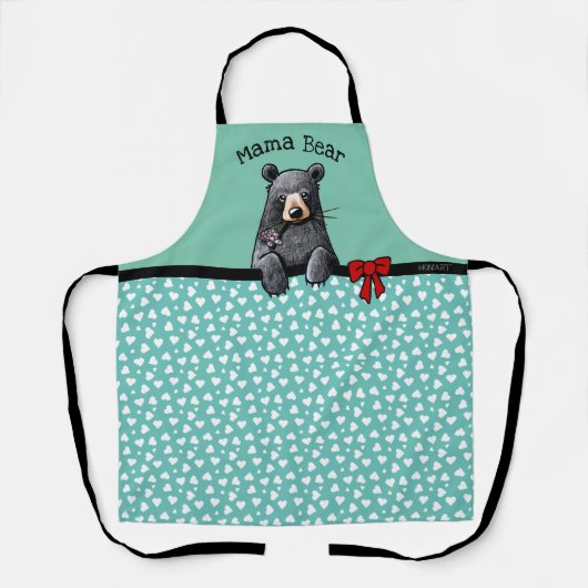 キニアートマママベアオールオーバープリントエプロン エプロン (正面)