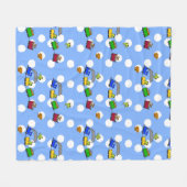 キニアートリトルボーイズトレインズフリースブランケット フリースブランケット (正面(横))