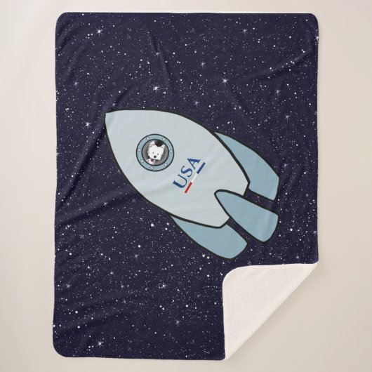 キニアート宇宙ロケットドッグウェスティシェルパブランケット シェルパブランケット (正面)