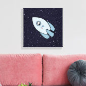 キニアート宇宙ロケットドッグウェスティー キャンバスプリント (インサイチュ (リビング))