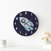 キニアート宇宙ロケットドッグウェスティ ラージ壁時計 (ホーム)