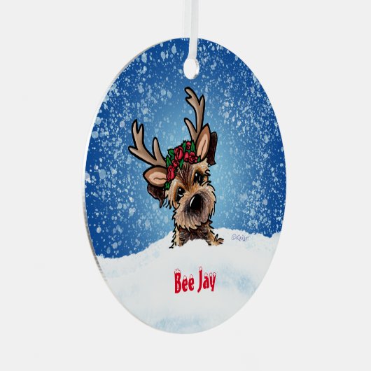 キニアート縁どテリアークリスマス メタルオーナメント (正面右)