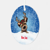 キニアート縁どテリアークリスマス メタルオーナメント (正面左)