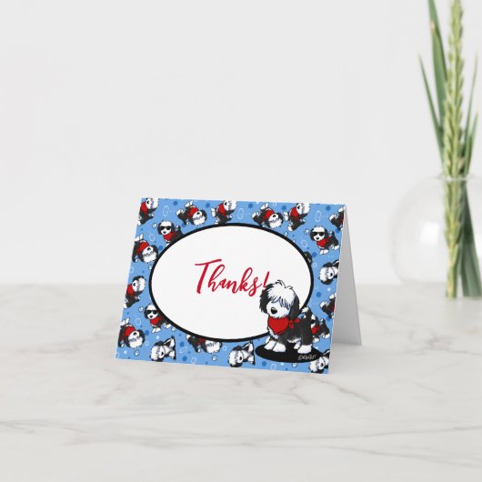 キニアート かわいい子犬 お礼カード サンキューカード (正面)