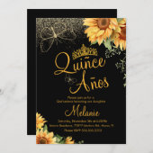 キニェスフェイクグリッターひまわり水カラー誕生日 招待状 (正面/裏面)