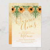 キニェスフェイクグリッターひまわり誕生日招待状 招待状 (正面/裏面)