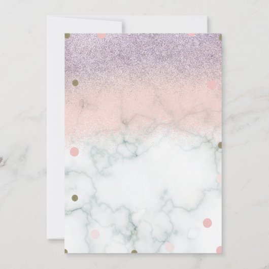キニェスフェイクグリッタードット金ゴールドピンクマーブル 招待状 (裏面)