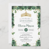 キニエニエラ エメラルドグリーン 花の蝶のティアラ 招待状 (正面)