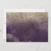 キニンスフェイクグリッター紫フローラ金ゴールド写真 招待状 (裏面)