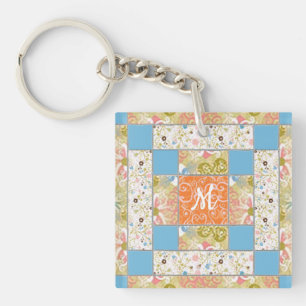 キニーキルトブロックパターンキーチェーン キーホルダー