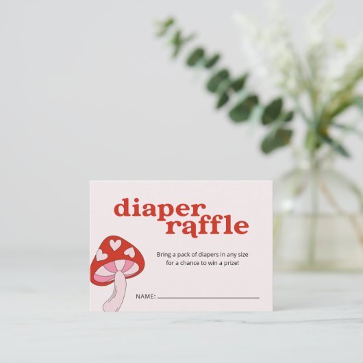 キノコおむつラッフル赤ちゃんシャワー |赤とピンク エンクロージャーカード (スタンド正面)