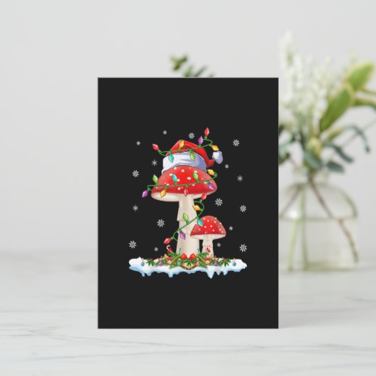 キノコおもしろいクリスマスサンタハットライトクリスマスファム 招待状 (スタンド正面)