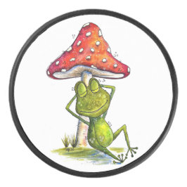 キノコお洒落の下で眠るカエル アイスホッケーパック