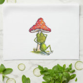 キノコお洒落の下で眠るカエル キッチンタオル (折り畳み)