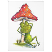 キノコお洒落の下で眠るカエル クリップボード (裏面)