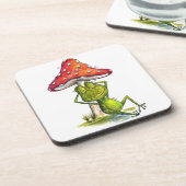 キノコお洒落の下で眠るカエル コースター (左側)