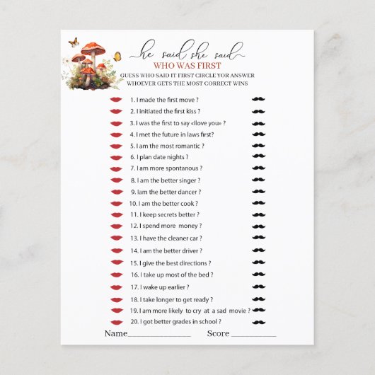 キノコお洒落の水の色と彼は彼女はgaと言った (正面)