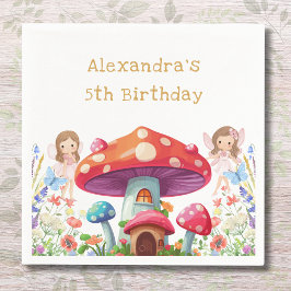 キノコお洒落ガールフェアリー誕生日パーティー スタンダードカクテルナプキン