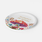 キノコお洒落ガールフェアリー誕生日パーティー ペーパープレート (アングル)