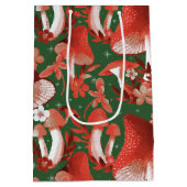 キノコお洒落魔法赤と緑 ミディアムペーパーバッグ (裏面)