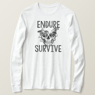 キノコが生えたドクロ "Endure and Survive" Tシャツ
