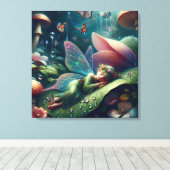 キノコで眠る妖精 | ブランク キャンバスプリント (インサイチュ (ウッドフロア))