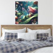 キノコで眠る妖精 | ブランク キャンバスプリント (インサイチュ (寝室))