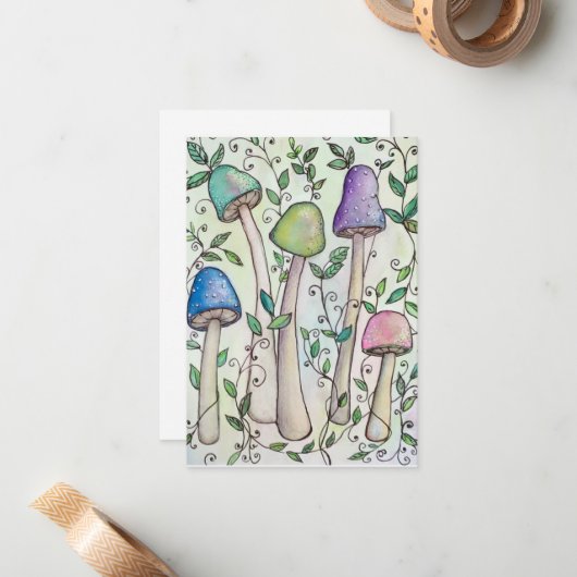 キノコとつる植物 ノートカード (正面/裏面インサイチュ)