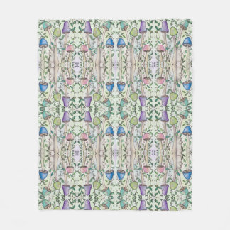 キノコとつる植物 フリースブランケット