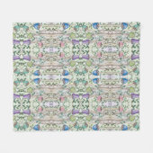 キノコとつる植物 フリースブランケット (正面(横))