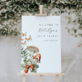 キノコとイチゴの誕生日ウェルカムサイン ポスター