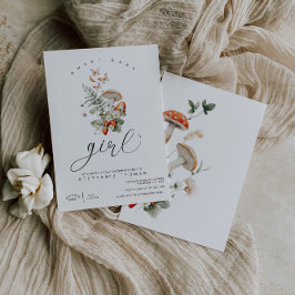 キノコとイチゴの赤ちゃんシャワー 招待状