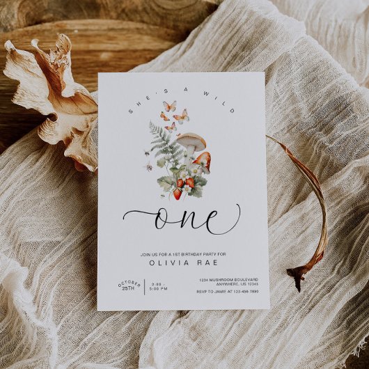 キノコとイチゴ最初の誕生日 招待状