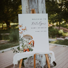 キノコとイチゴ赤ちゃんシャワー歓迎サイン ポスター