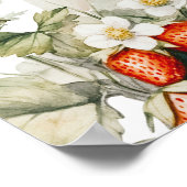 キノコとイチゴ赤ちゃんシャワー歓迎サイン ポスター (角)