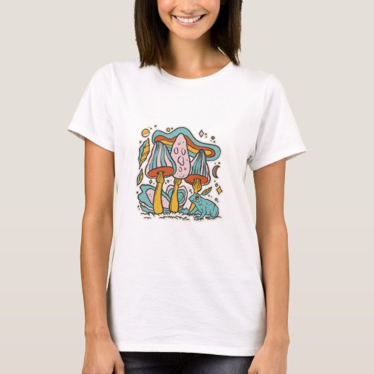 キノコとカエル Tシャツ (正面)