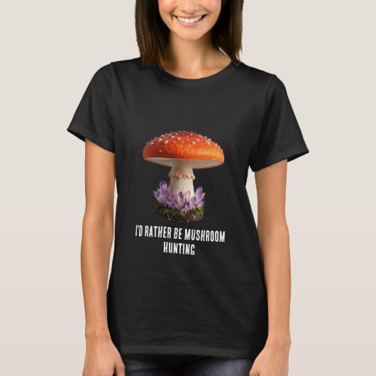 キノコとクリスタルのグラフィック Tシャツ (正面)
