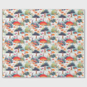 キノコとツリーのデザイン ラッピングペーパー (フラット)